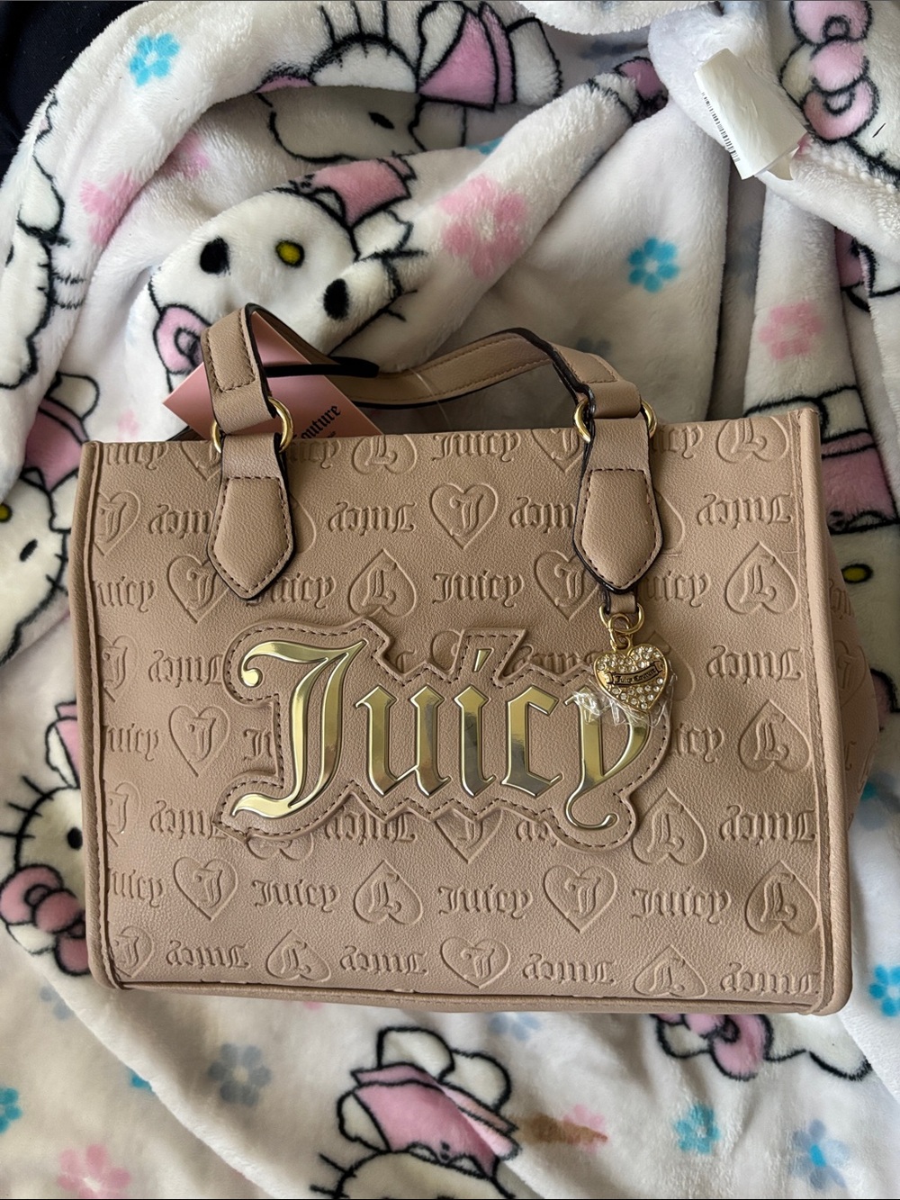 Juicy Couture Blush Embossed Satchel with Gold Charm